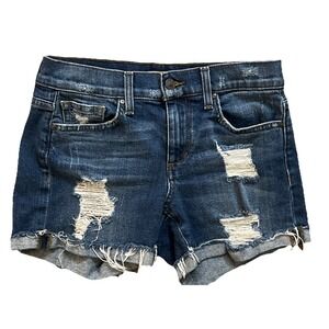 Joe's Jeans Shorts Womens 25 Phoebe‎ Blue Cuffed Distressed Chic Boho Hippie